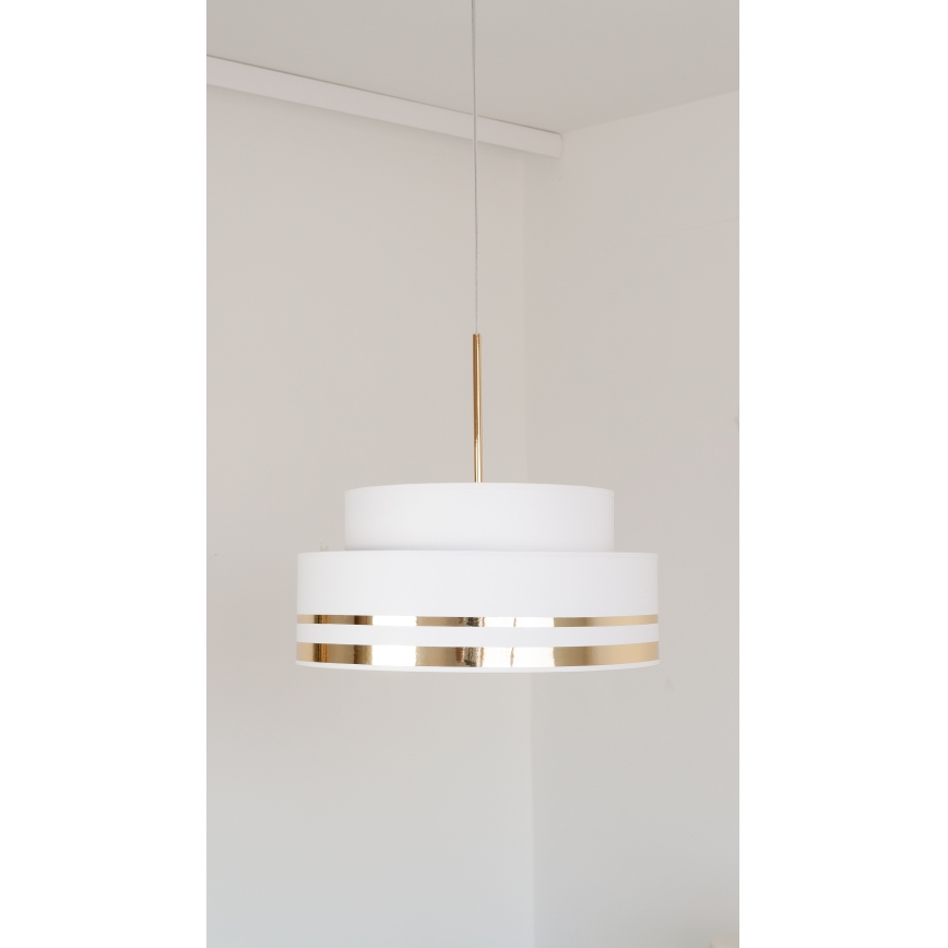 Lámpara colgante TAMI 1xE27/60W/230V diá. 40 cm color crema/dorado