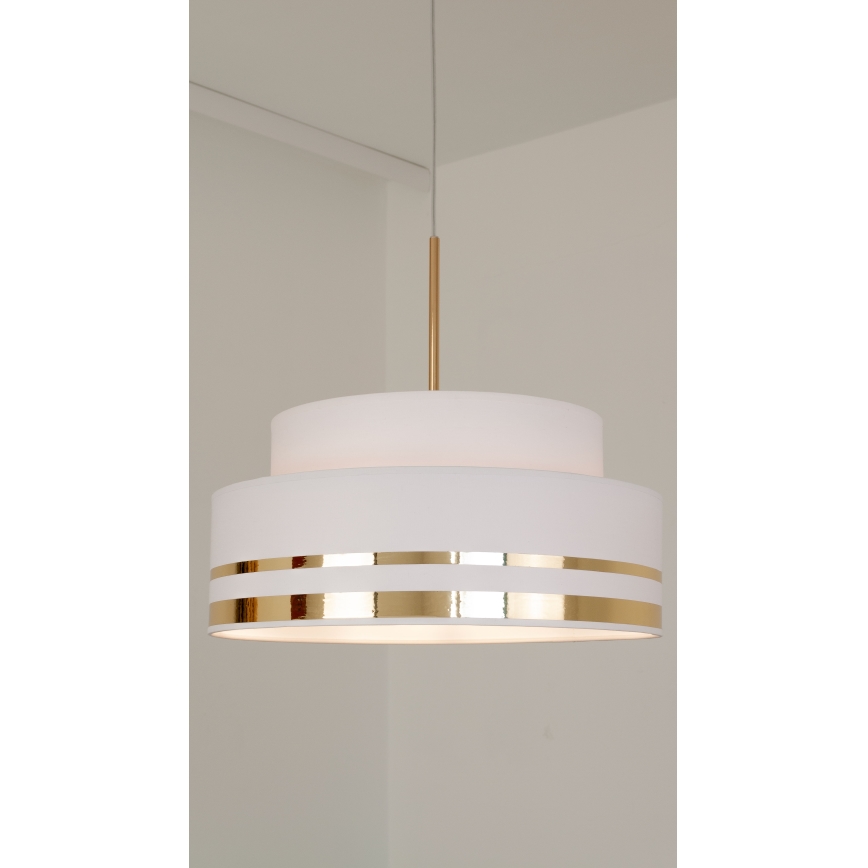 Lámpara colgante TAMI 1xE27/60W/230V diá. 40 cm color crema/dorado