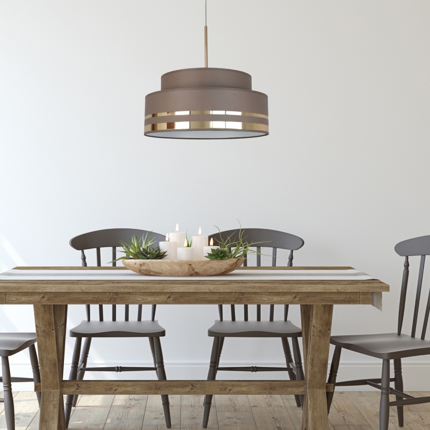 Lámpara colgante TAMI 1xE27/60W/230V diá. 40 cm marrón/dorado