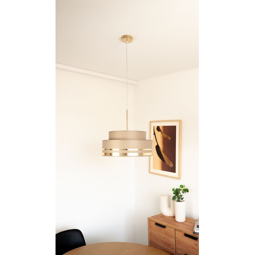 Lámpara colgante TAMI 1xE27/60W/230V diá. 40 cm marrón/dorado