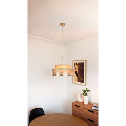 Lámpara colgante TAMI 1xE27/60W/230V diá. 40 cm marrón/dorado