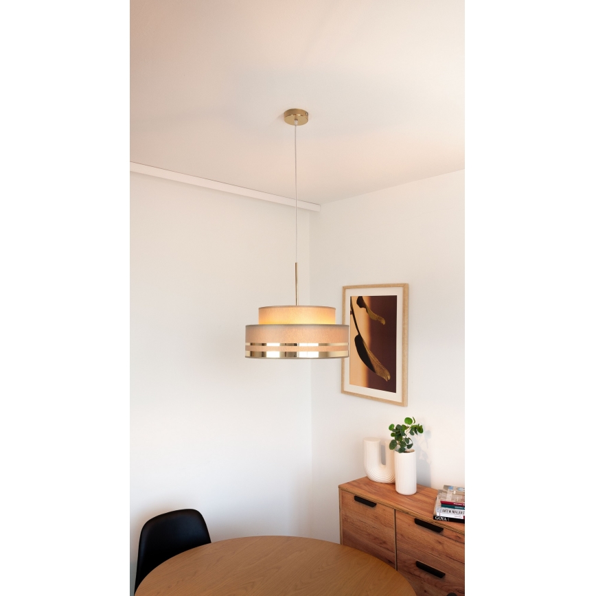 Lámpara colgante TAMI 1xE27/60W/230V diá. 40 cm marrón/dorado