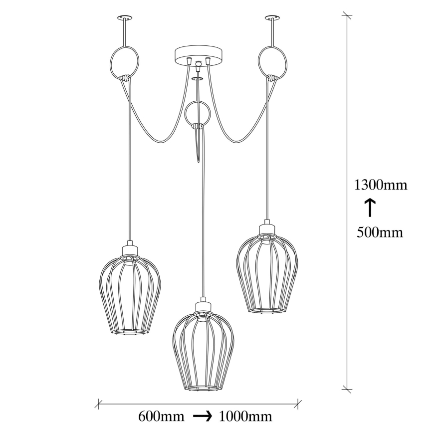 Lámpara colgante TEL 3xE27/40W/230V araña