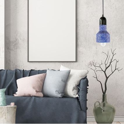 Lámpara colgante TERRAZZO 1xE27/60W/230V diá. 12 cm azul