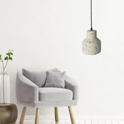 Lámpara colgante TERRAZZO 1xE27/60W/230V diá. 12 cm color crema