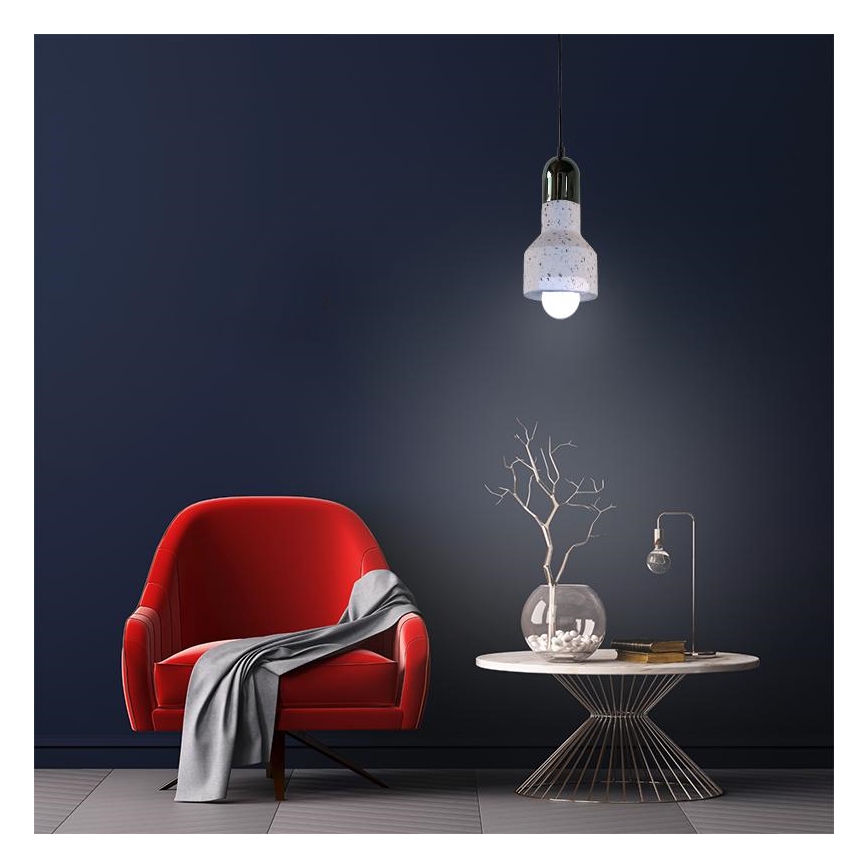 Lámpara colgante TERRAZZO 1xE27/60W/230V diá. 12 cm color crema