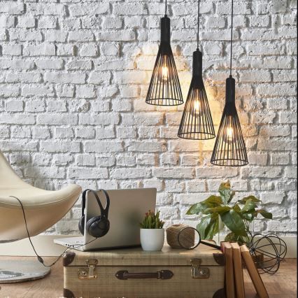 Lámpara colgante TIANA 3xE27/20W/230V negro