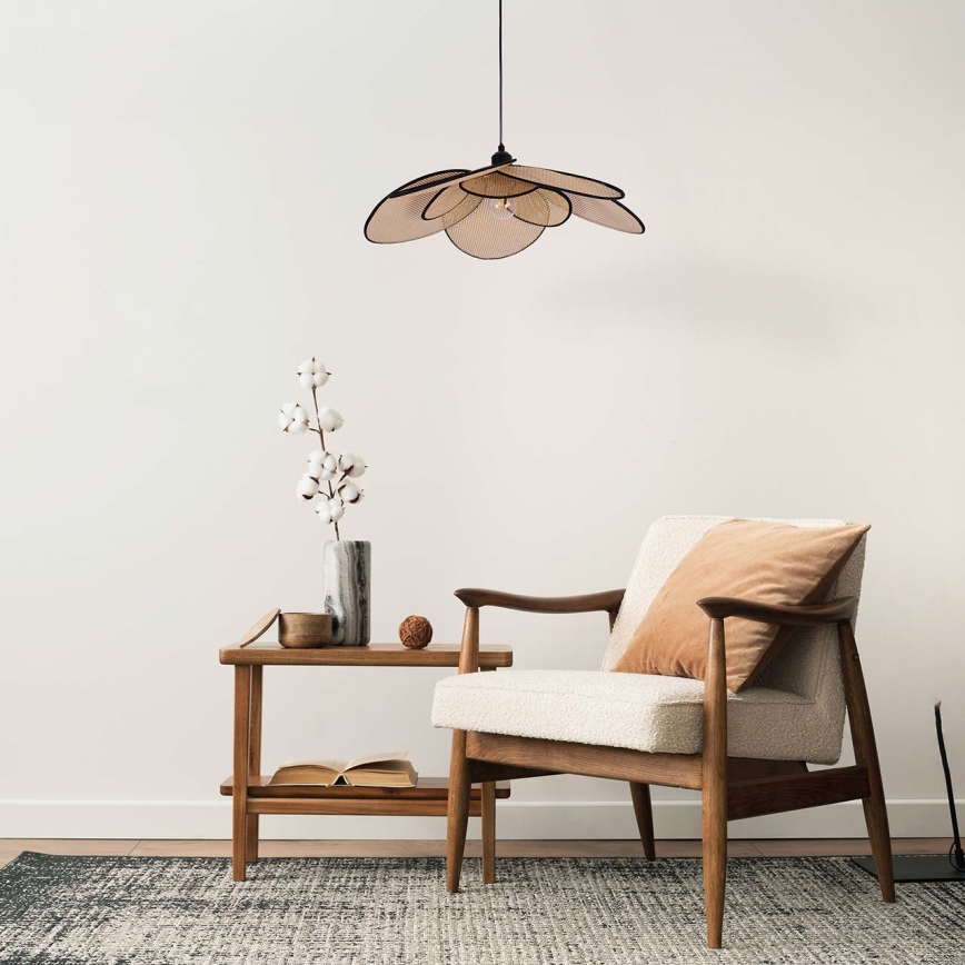 Lámpara colgante TOBAGO 1xE27/20W/230V diá. 60 cm beige