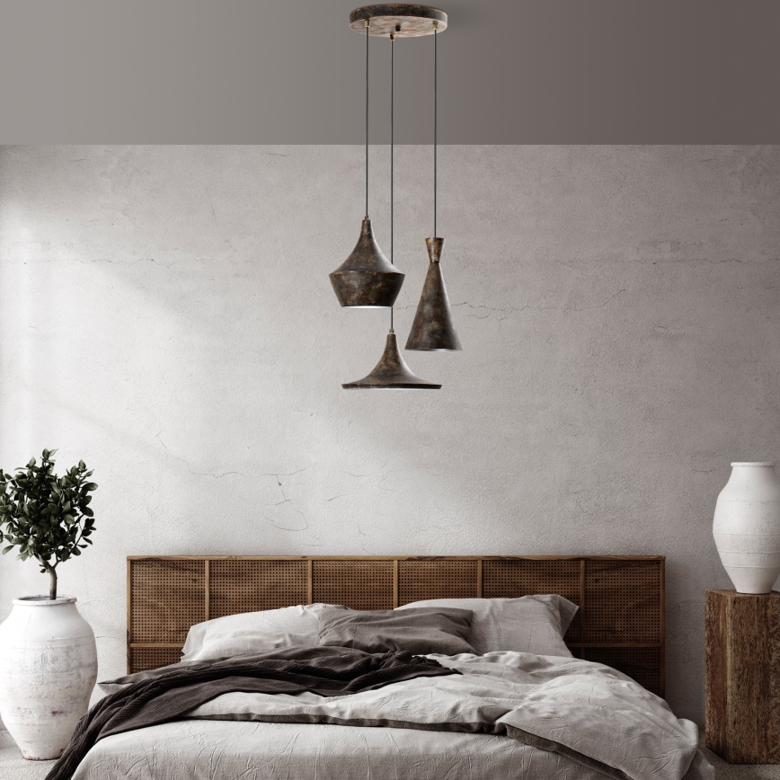 Lámpara colgante TOM 3xE27/40W/230V gris