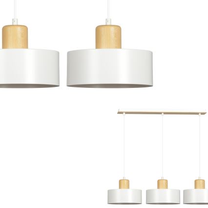 Lámpara colgante TORIN 3xE27/15W/230V blanco