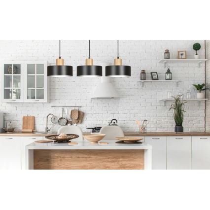 Lámpara colgante TORIN 3xE27/15W/230V negro