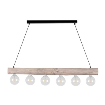Lámpara colgante TRABO 6xE27/60W/230V pino