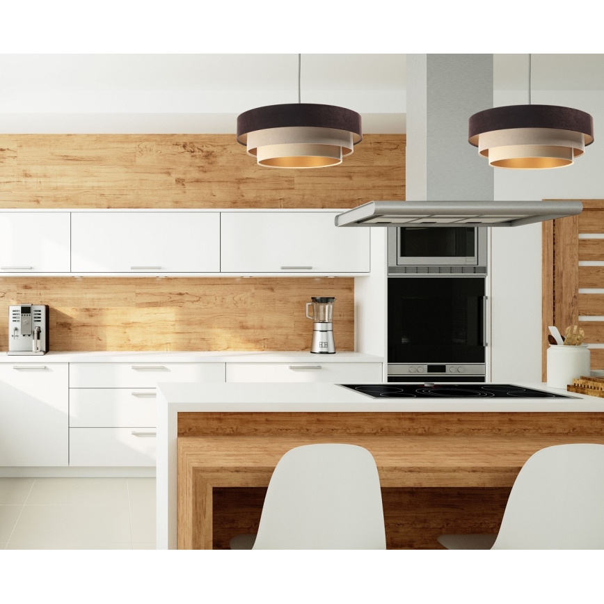 Lámpara colgante con cable TRINITI 1xE27/60W/230V marrón/beige/dorado