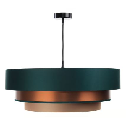 Lámpara colgante con cable TRINITI 1xE27/60W/230V verde/cobre