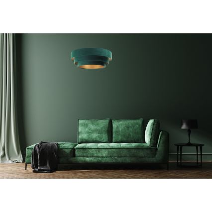 Lámpara colgante con cable TRINITI 1xE27/60W/230V verde/dorado