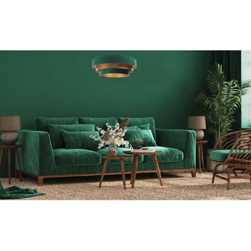 Lámpara colgante TRINITI 1xE27/60W/230V verde/dorado