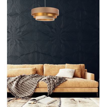 Lámpara colgante con cable TRINITI 1xE27/60W/230V beige/dorado