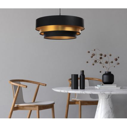 Lámpara colgante con cable TRINITI 1xE27/60W/230V negro/dorado