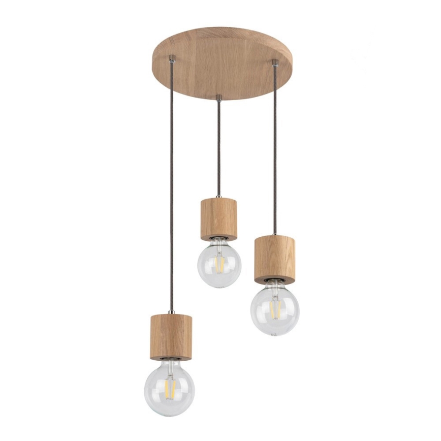 Lámpara colgante TRONGO 3xE27/60W/230V roble
