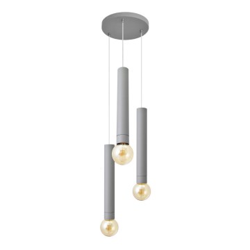 Lámpara colgante TUBA 3xE27/15W/230V gris