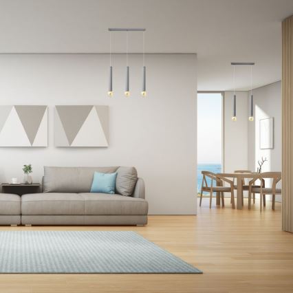 Lámpara colgante TUBA 3xE27/15W/230V gris
