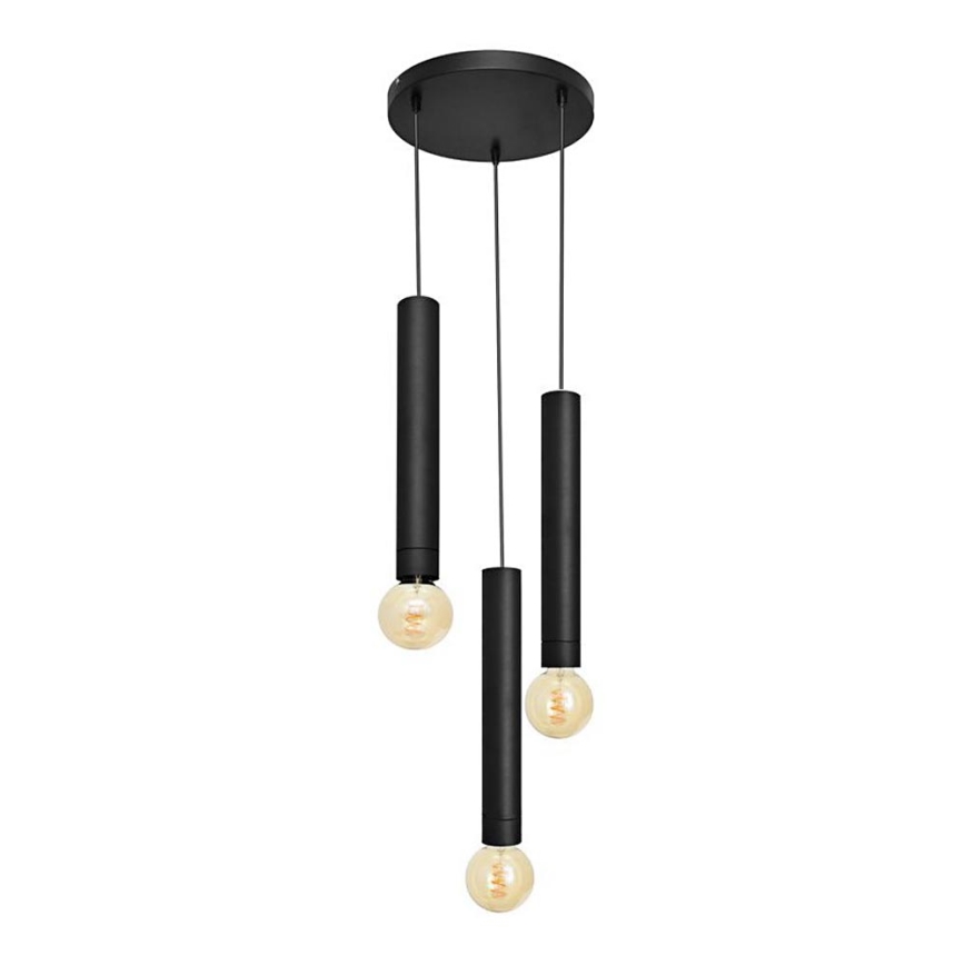 Lámpara colgante TUBA 3xE27/15W/230V negro