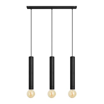 Lámpara colgante TUBA 3xE27/15W/230V negro