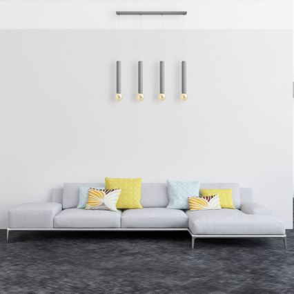 Lámpara colgante TUBA 4xE27/15W/230V gris