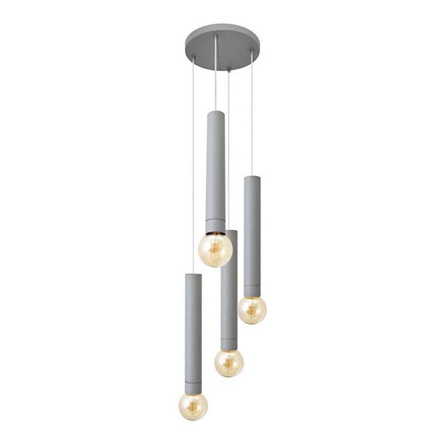 Lámpara colgante TUBA 4xE27/15W/230V gris