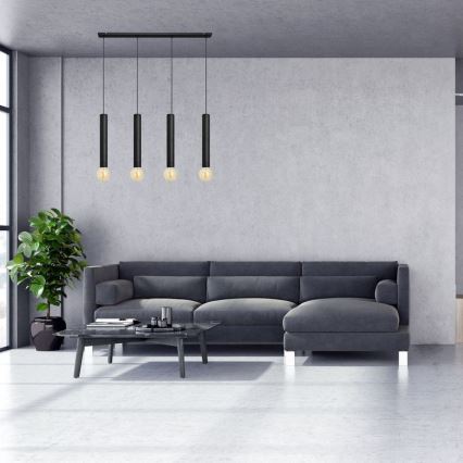 Lámpara colgante TUBA 4xE27/15W/230V negro