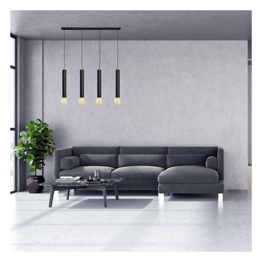 Lámpara colgante TUBA 4xE27/15W/230V negro