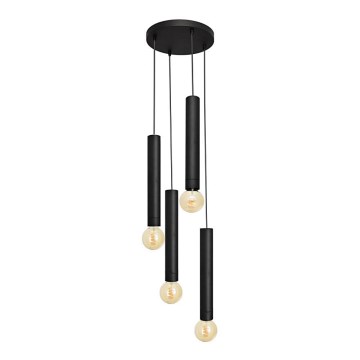 Lámpara colgante TUBA 4xE27/15W/230V negro