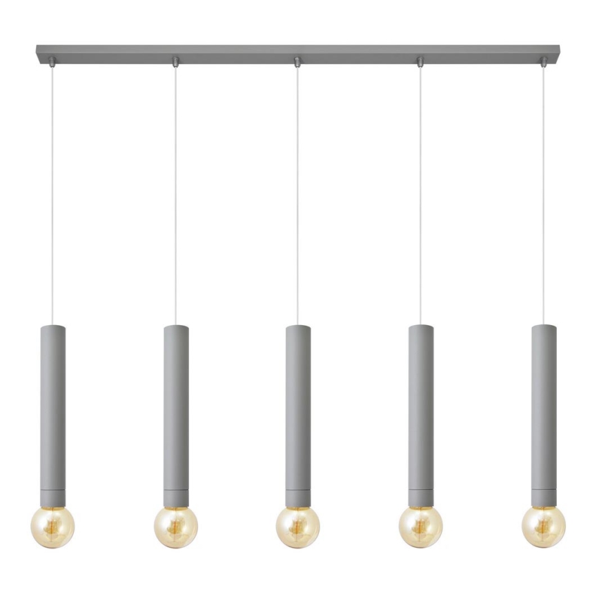 Lámpara colgante TUBA 5xE27/15W/230V gris
