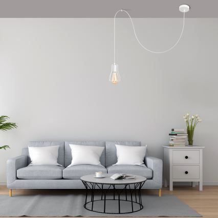 Lámpara colgante TUBE 1xE27/15W/230V blanco