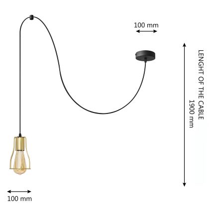 Lámpara colgante TUBE 1xE27/15W/230V negro/dorado