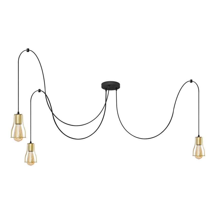 Lámpara colgante TUBE 3xE27/10W/230V araña negro/dorado