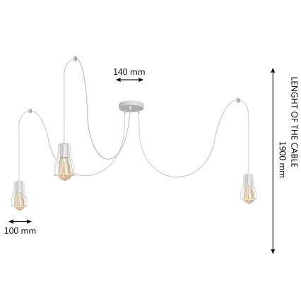 Lámpara colgante TUBE 3xE27/15W/230V araña blanco