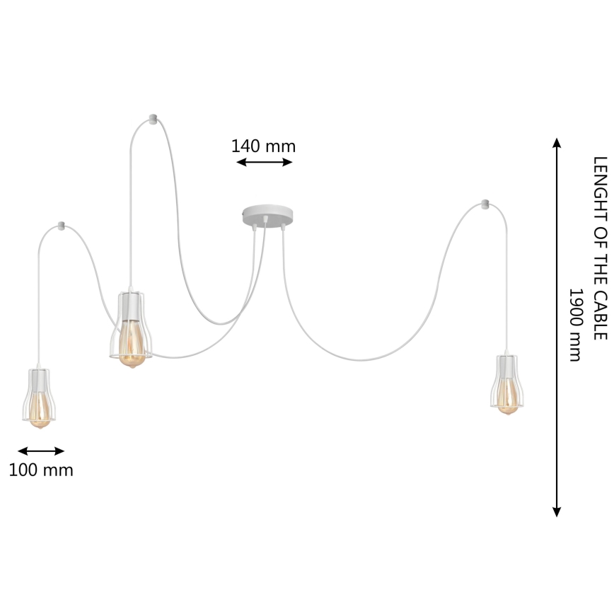 Lámpara colgante TUBE 3xE27/15W/230V araña blanco