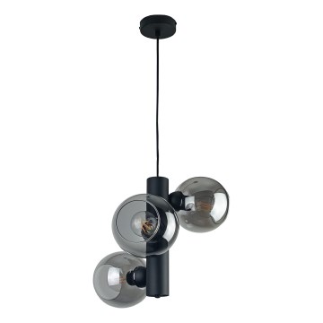 Lámpara colgante TUBE 3xE27/60W/230V negro/negro ahumado
