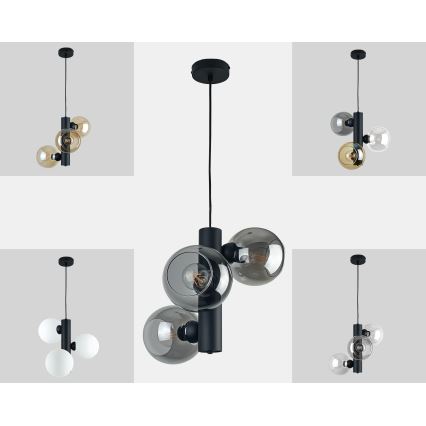 Lámpara colgante TUBE 3xE27/60W/230V negro/negro ahumado