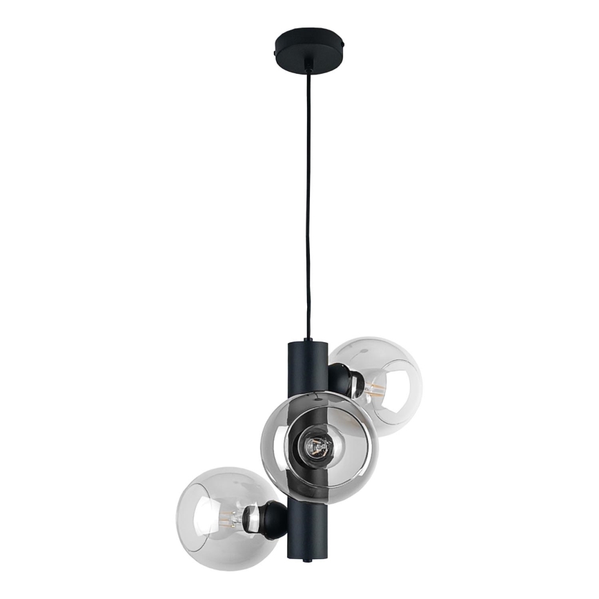 Lámpara colgante TUBE 3xE27/60W/230V negro/transparente