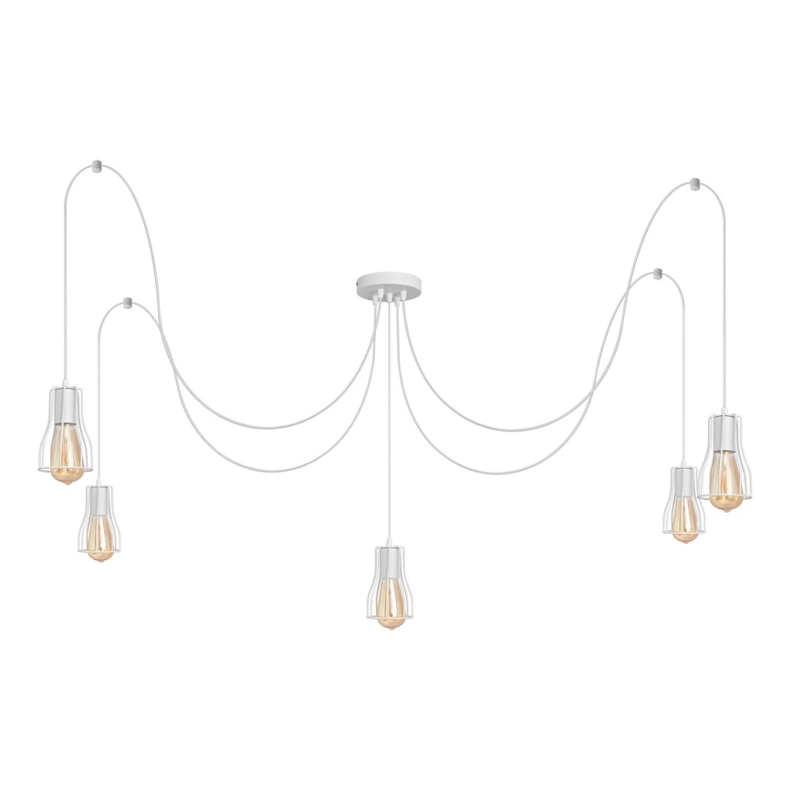 Lámpara colgante TUBE 5xE27/15W/230V araña blanco