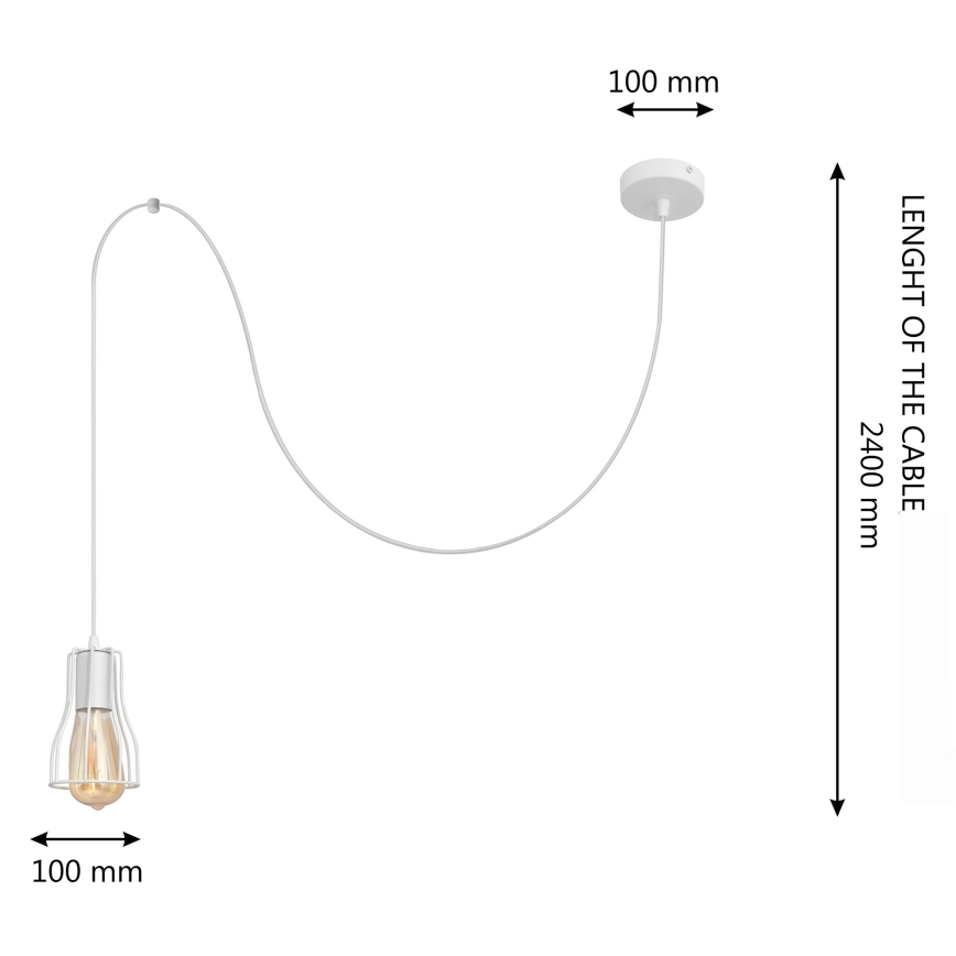 Lámpara colgante TUBE LONG 1xE27/15W/230V blanco