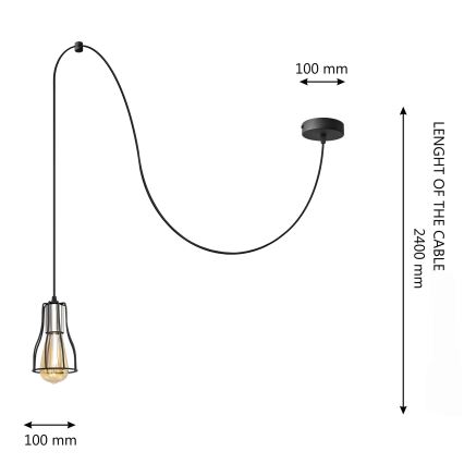 Lámpara colgante TUBE LONG 1xE27/15W/230V negro/cromo brillante
