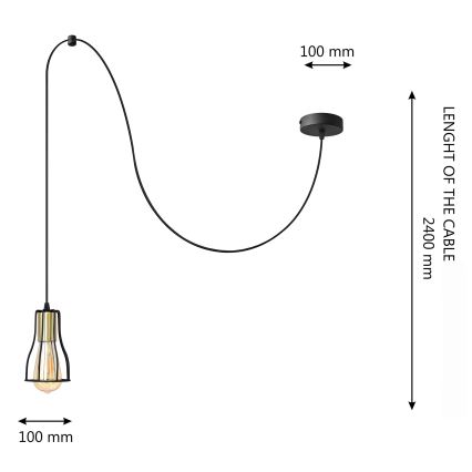 Lámpara colgante TUBE LONG 1xE27/15W/230V negro/dorado