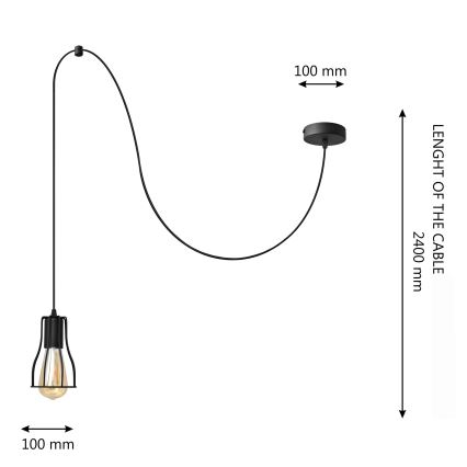 Lámpara colgante TUBE LONG 1xE27/15W/230V negro