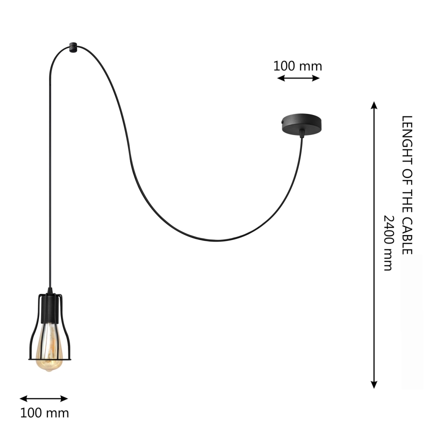 Lámpara colgante TUBE LONG 1xE27/15W/230V negro