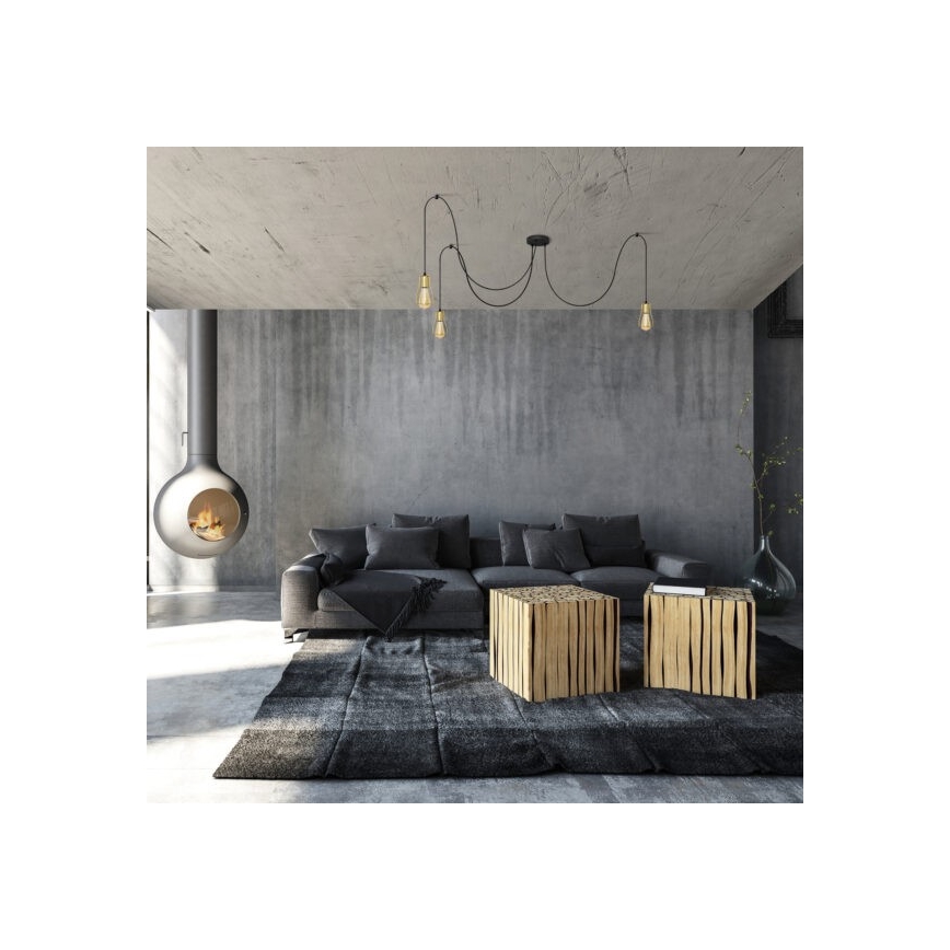 Lámpara colgante TUBE LONG 3xE27/10W/230V negro/dorado