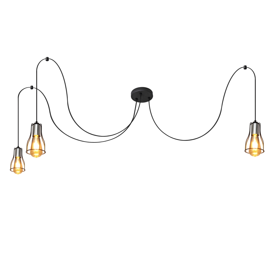 Lámpara colgante TUBE LONG 3xE27/15W/230V negro/cromo brillante