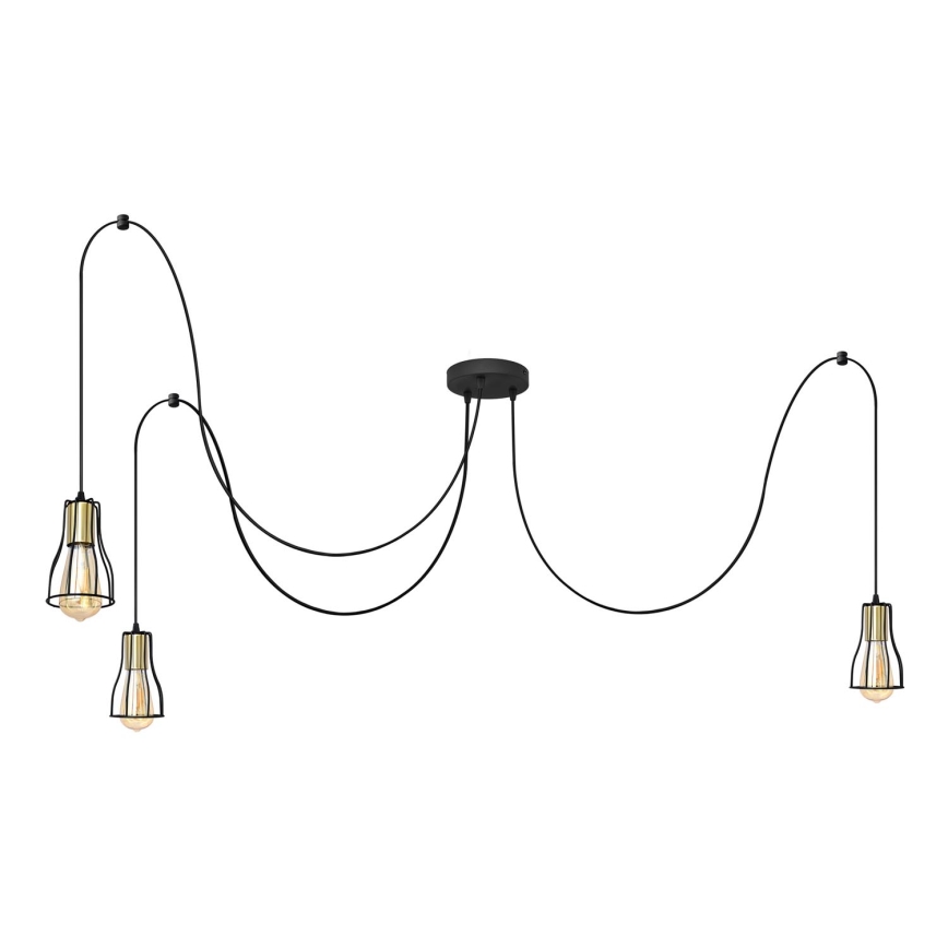 Lámpara colgante TUBE LONG 3xE27/15W/230V negro/dorado